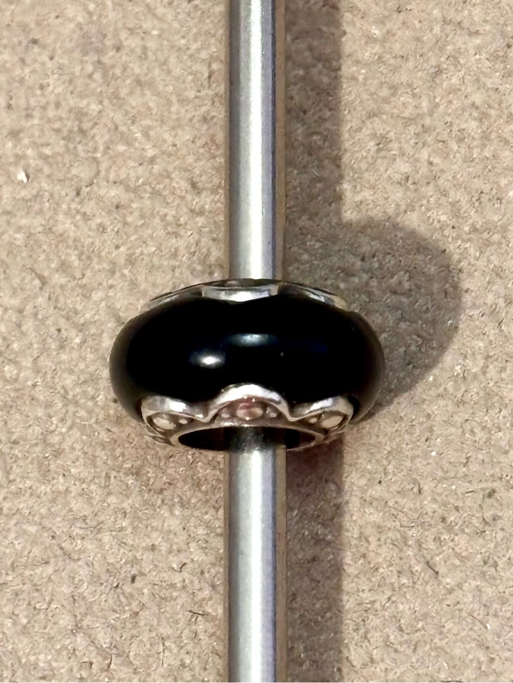 🆕 Brighton Primavera Spacer in Black Resin bead Silver edges in floral motif